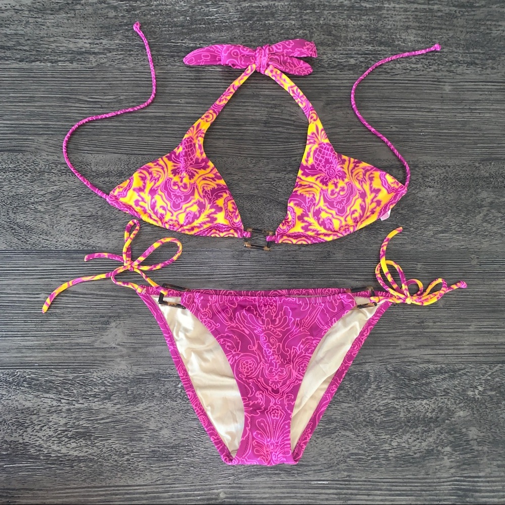 Euc Victorias Secret Boho Print String Triangle B… - image 1